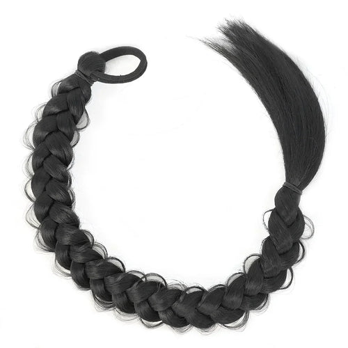 24-Inch Synthetic Long Braided Ponytail – High-Temperature Fiber Hair Extension