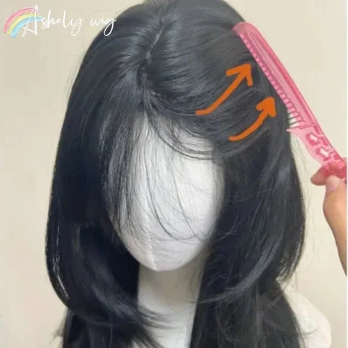 Ashley™ Headband Wig – Soft Black Waves with Chic French Bangs