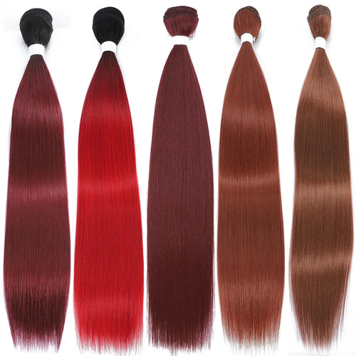 Straight Hair Bundles – Brown & Blonde Heat-Resistant Synthetic Extensions for Women
