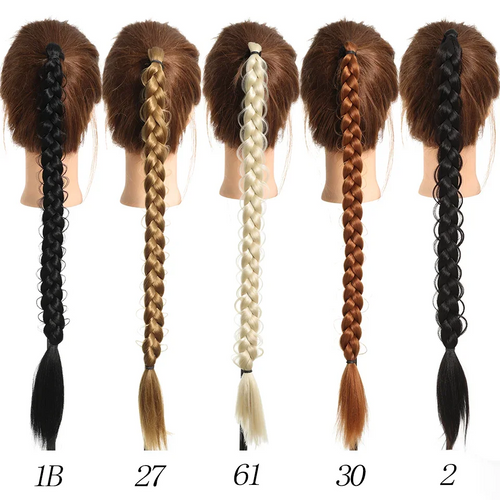24-Inch Synthetic Long Braided Ponytail – High-Temperature Fiber Hair Extension