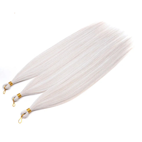 28-Inch Straight Pony Hair Bundles – 3pcs Synthetic Hair, Ombre Silver Grey, Easy Clip-In