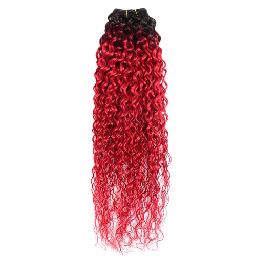 Hot Red Curly Hair Bundles – Ombre 1B/Red Brazilian-Style Synthetic Extensions for Women