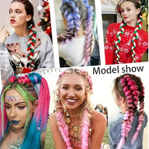 2PCS 26-Inch Synthetic Long Straight Ponytail – Colorful Braiding Hair Extensions