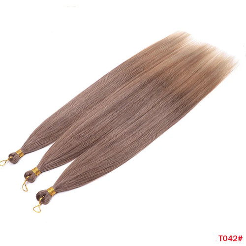 28-Inch Straight Pony Hair Bundles – 3pcs Synthetic Hair, Ombre Silver Grey, Easy Clip-In