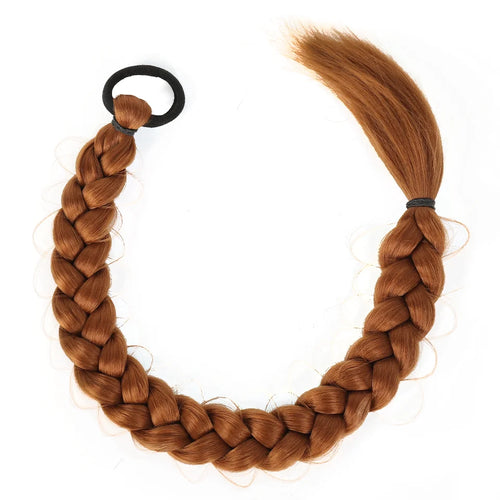 24-Inch Synthetic Long Braided Ponytail – High-Temperature Fiber Hair Extension
