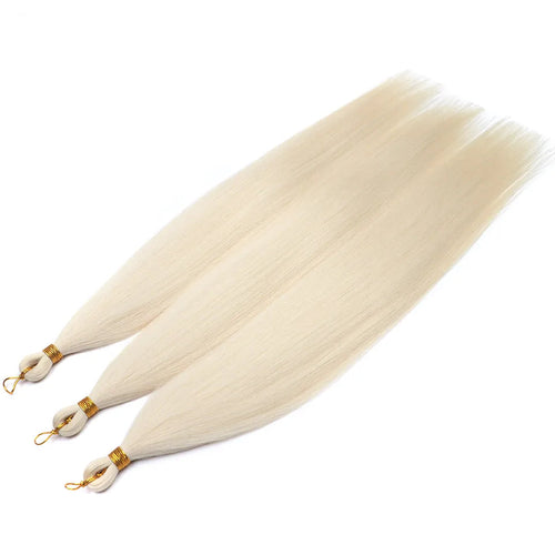 28-Inch Straight Pony Hair Bundles – 3pcs Synthetic Hair, Ombre Silver Grey, Easy Clip-In
