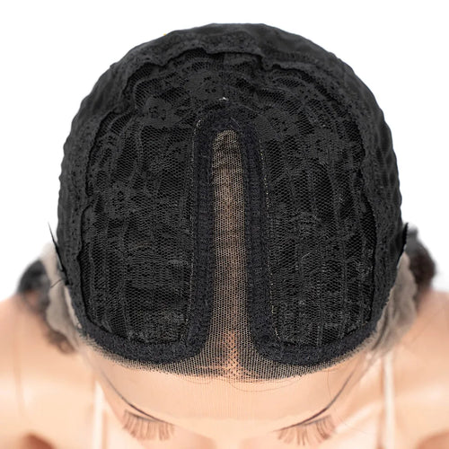 alt="Long wavy cosplay wig 30 inch synthetic lace with baby hair ombre blonde brown"
