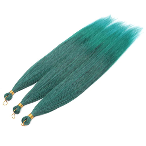 28-Inch Straight Pony Hair Bundles – 3pcs Synthetic Hair, Ombre Silver Grey, Easy Clip-In