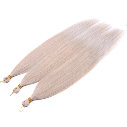 28-Inch Straight Pony Hair Bundles – 3pcs Synthetic Hair, Ombre Silver Grey, Easy Clip-In