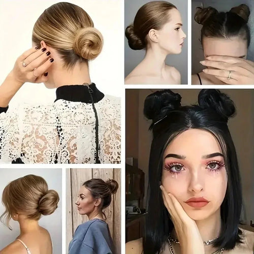 Synthetic Messy Bun Hair Extension – Chignon Style with Mini Rubber Band for Quick Updos