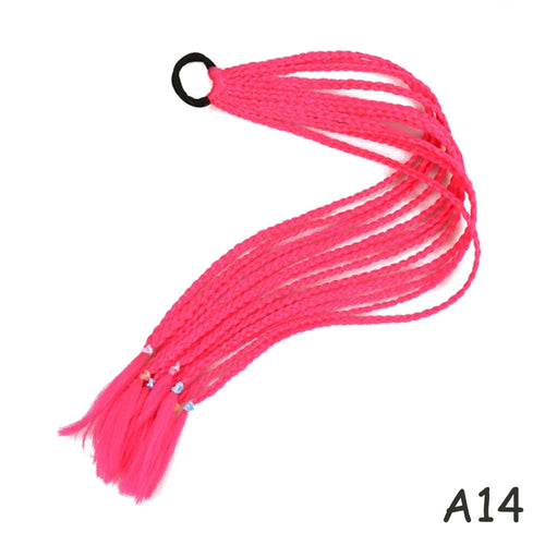 AZQUEEN Synthetic Rainbow Color Braided Ponytail For Girls Hair Elastic Rubber Band 60CM Braid Pony Tail Hair Extensions