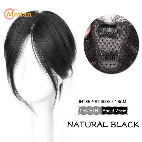 MEIFAN Synthetic Middle Part Topper Hairpiece with Bangs Clip-In Bangs Extension Natural Invisible Clourse Hairpiece for Women