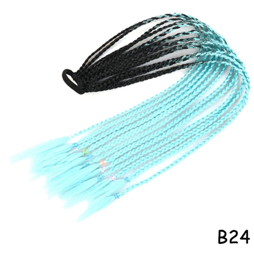 AZQUEEN Synthetic Rainbow Color Braided Ponytail For Girls Hair Elastic Rubber Band 60CM Braid Pony Tail Hair Extensions