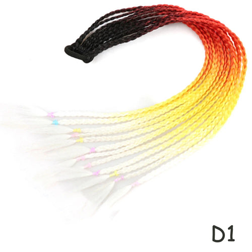 AZQUEEN Synthetic Rainbow Color Braided Ponytail For Girls Hair Elastic Rubber Band 60CM Braid Pony Tail Hair Extensions