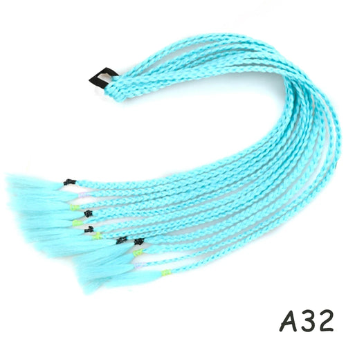 AZQUEEN Synthetic Rainbow Color Braided Ponytail For Girls Hair Elastic Rubber Band 60CM Braid Pony Tail Hair Extensions