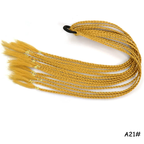 AZQUEEN Synthetic Rainbow Color Braided Ponytail For Girls Hair Elastic Rubber Band 60CM Braid Pony Tail Hair Extensions