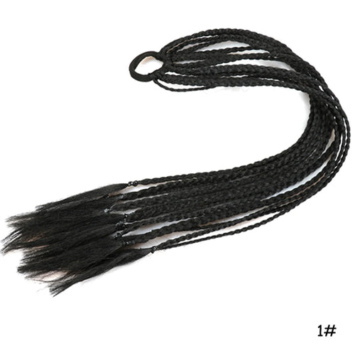 AZQUEEN Synthetic Rainbow Color Braided Ponytail For Girls Hair Elastic Rubber Band 60CM Braid Pony Tail Hair Extensions