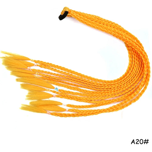AZQUEEN Synthetic Rainbow Color Braided Ponytail For Girls Hair Elastic Rubber Band 60CM Braid Pony Tail Hair Extensions