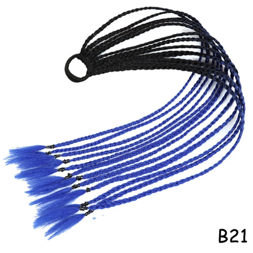 AZQUEEN Synthetic Rainbow Color Braided Ponytail For Girls Hair Elastic Rubber Band 60CM Braid Pony Tail Hair Extensions