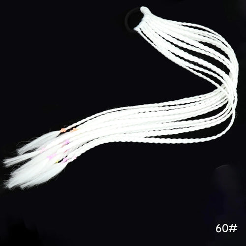 AZQUEEN Synthetic Rainbow Color Braided Ponytail For Girls Hair Elastic Rubber Band 60CM Braid Pony Tail Hair Extensions