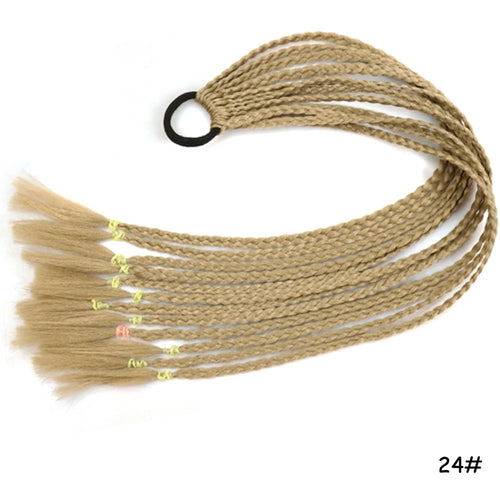 AZQUEEN Synthetic Rainbow Color Braided Ponytail For Girls Hair Elastic Rubber Band 60CM Braid Pony Tail Hair Extensions