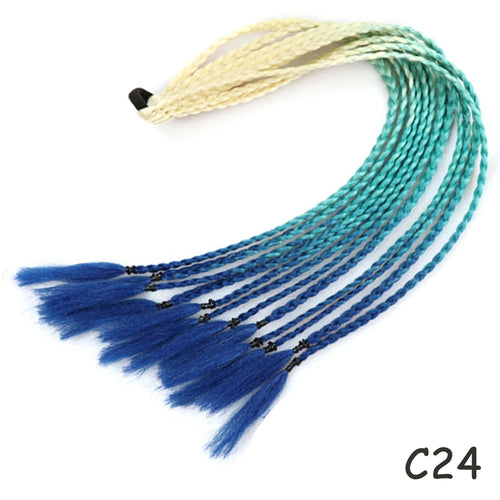 AZQUEEN Synthetic Rainbow Color Braided Ponytail For Girls Hair Elastic Rubber Band 60CM Braid Pony Tail Hair Extensions