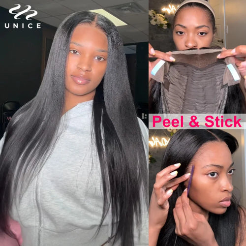 UNice Hair Pre Everything 7x5 13x4 Yaki Straight Wig Pre Plucked Pre Cut Pre Bleached Glueless Wig Human Hair Ready To Wear 150%