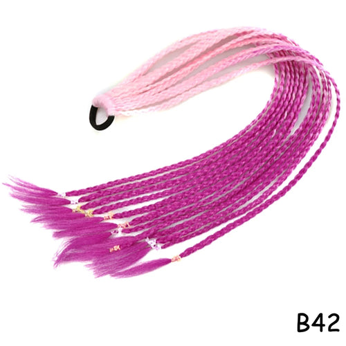 AZQUEEN Synthetic Rainbow Color Braided Ponytail For Girls Hair Elastic Rubber Band 60CM Braid Pony Tail Hair Extensions