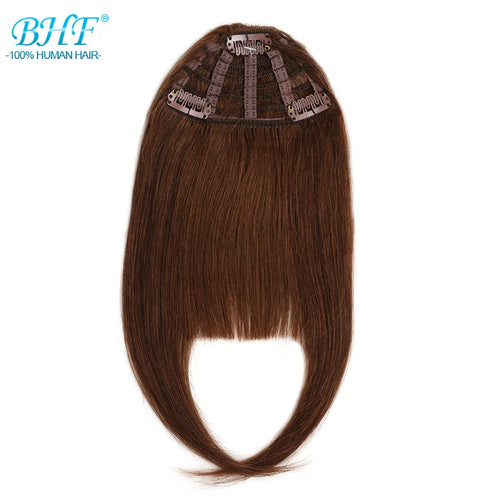 BHF Human Hair Bangs 8inch 20g Front 3 clips in Straight Remy Natural Human Hair Fringe All Colors