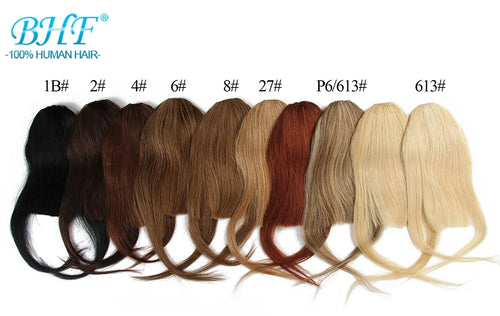 BHF Human Hair Bangs 8inch 20g Front 3 clips in Straight Remy Natural Human Hair Fringe All Colors