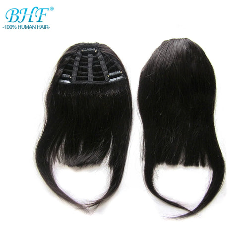 BHF Human Hair Bangs 8inch 20g Front 3 clips in Straight Remy Natural Human Hair Fringe All Colors