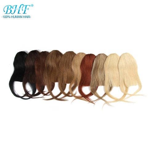 BHF Human Hair Bangs 8inch 20g Front 3 clips in Straight Remy Natural Human Hair Fringe All Colors