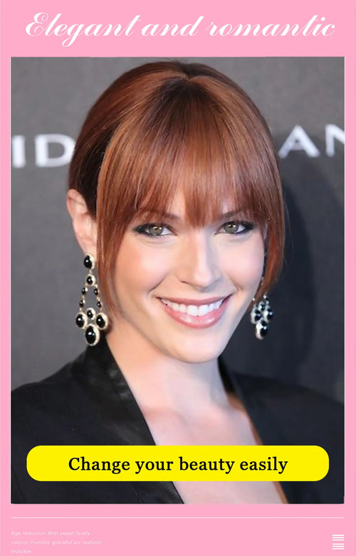 MEIFAN Synthetic Middle Part Topper Hairpiece with Bangs Clip-In Bangs Extension Natural Invisible Clourse Hairpiece for Women