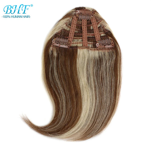BHF Human Hair Bangs 8inch 20g Front 3 clips in Straight Remy Natural Human Hair Fringe All Colors