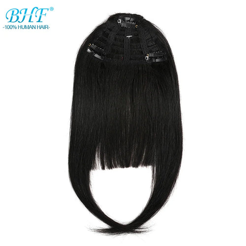 BHF Human Hair Bangs 8inch 20g Front 3 clips in Straight Remy Natural Human Hair Fringe All Colors