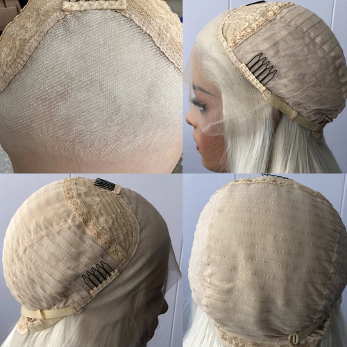 Blonde Wig Straight Synthetic Lace Front Wig Glueless Wig Long Blonde Synthetic Hair Lace Wigs for Women Platinum White Blonde