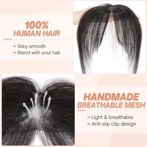 Rich Choices Clip In Air Bang Natural Human Hair French Bangs Invisible Edgeless Replacement Fringe Forehead Hairline For Women