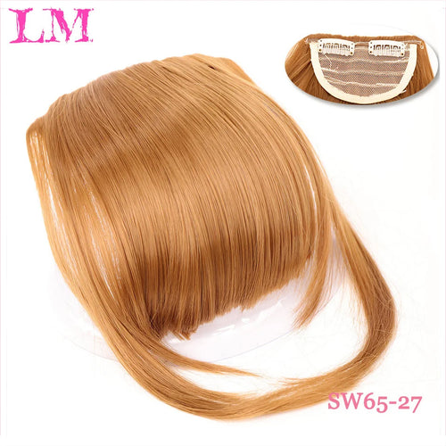 LM Natural Straight Synthetic Blunt Bangs High Temperature Fiber Brown Women Clip-In Full Bangs With Fringe Of Hair 6 Inch