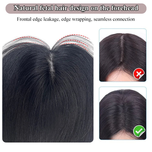 10 inch 100%Human Hair 9*14cm Hairnet Clip in Hair Topper Extension Top Wig Piece for Women with Thinning Hair