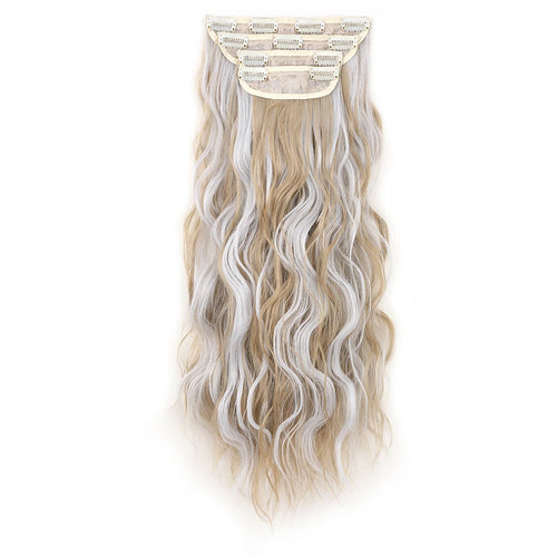 Clip in Long Wavy Synthetic Hair Extension 16/20/24 Inch 4PCS  to Hairpieces Fiber Thick Double Weft Hair Extension for Women