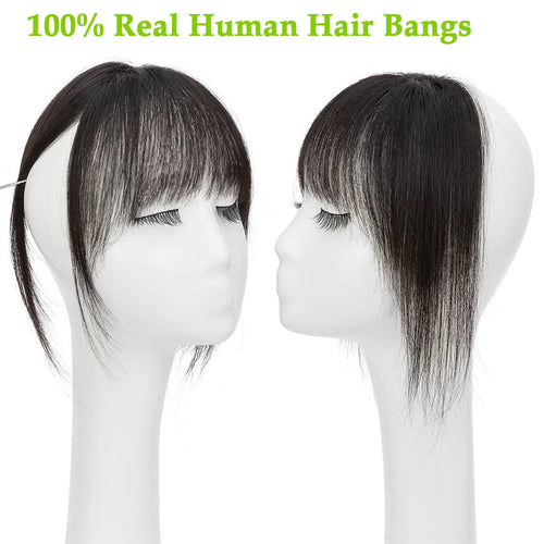 Rich Choices Clip In Air Bang Natural Human Hair French Bangs Invisible Edgeless Replacement Fringe Forehead Hairline For Women