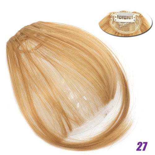 LM Natural Straight Synthetic Blunt Bangs High Temperature Fiber Brown Women Clip-In Full Bangs With Fringe Of Hair 6 Inch