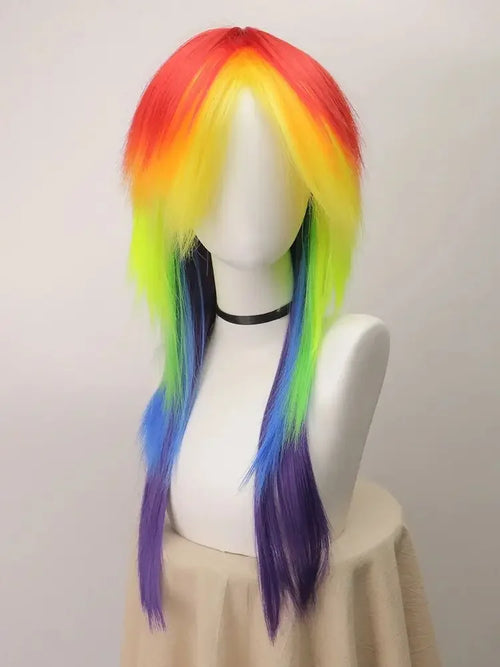 Anime Synthetic Hair Women's Cosplay Rainbow Dash Multi Color Heat Resistant Party Wigs