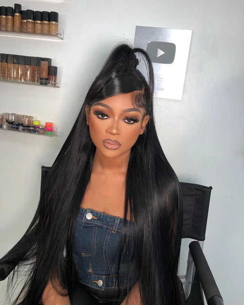Queen Nala 360 Lace Frontal Straight Human Hair Wigs 30 40 Inch Glueless 7x5 13x4 Human Hair Wigs Ready To Wear Pre Plucked 200%