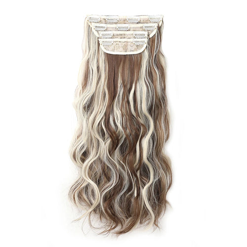 Clip in Long Wavy Synthetic Hair Extension 16/20/24 Inch 4PCS  to Hairpieces Fiber Thick Double Weft Hair Extension for Women