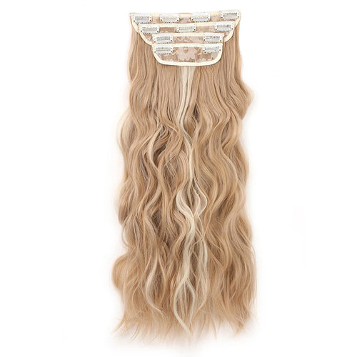 Clip in Long Wavy Synthetic Hair Extension 16/20/24 Inch 4PCS  to Hairpieces Fiber Thick Double Weft Hair Extension for Women