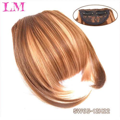LM Natural Straight Synthetic Blunt Bangs High Temperature Fiber Brown Women Clip-In Full Bangs With Fringe Of Hair 6 Inch