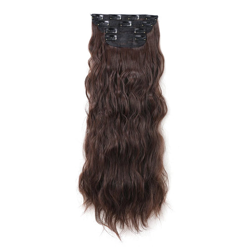 Clip in Long Wavy Synthetic Hair Extension 16/20/24 Inch 4PCS  to Hairpieces Fiber Thick Double Weft Hair Extension for Women