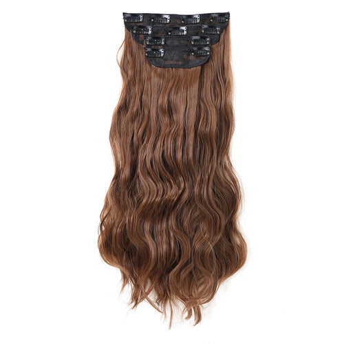 Clip in Long Wavy Synthetic Hair Extension 16/20/24 Inch 4PCS  to Hairpieces Fiber Thick Double Weft Hair Extension for Women