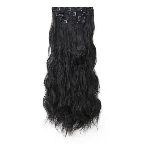 Clip in Long Wavy Synthetic Hair Extension 16/20/24 Inch 4PCS  to Hairpieces Fiber Thick Double Weft Hair Extension for Women